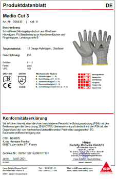 MEDIO CUT 3 - Schnittschutz-Montagehandschuhe